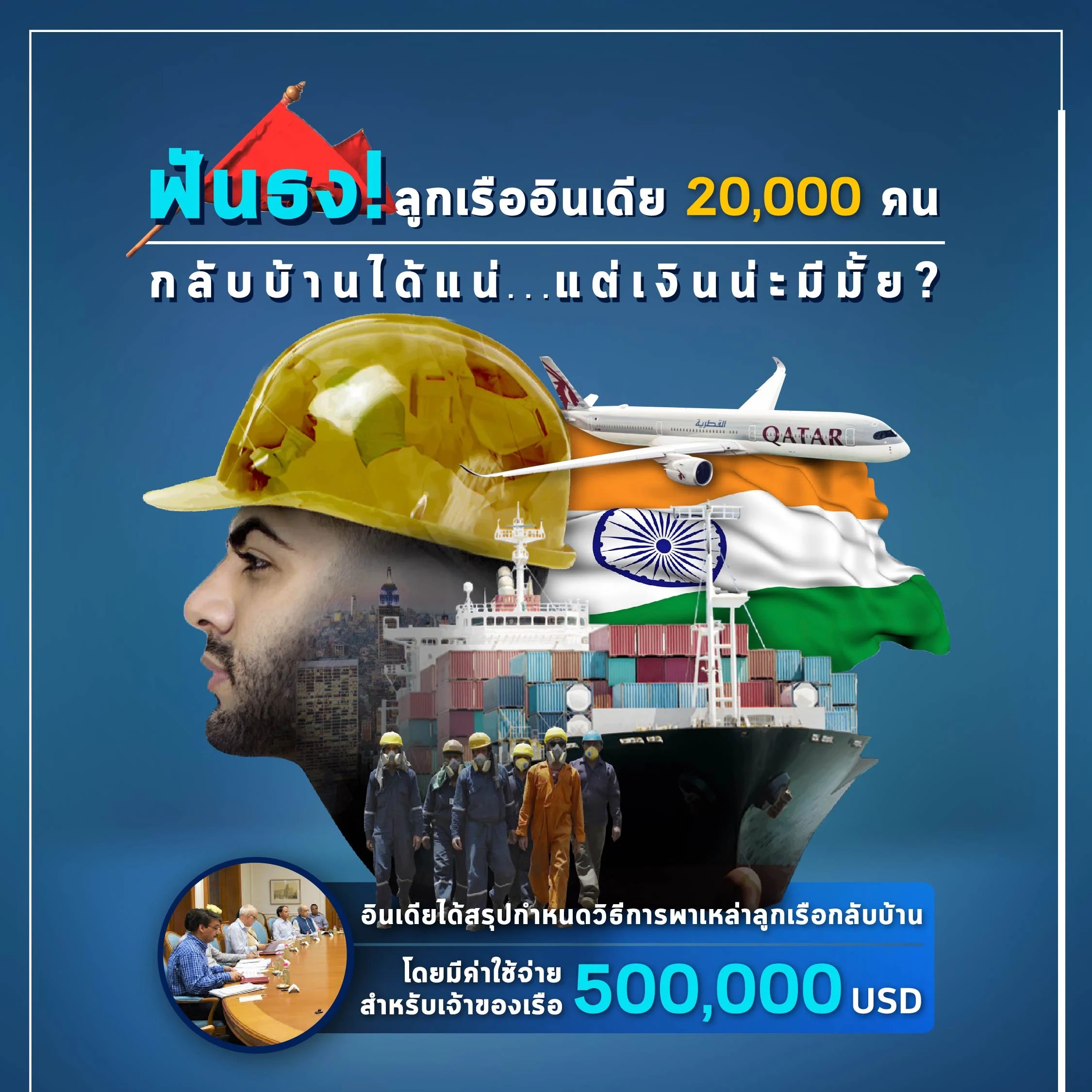 ฟันธง! ลูกเรืออินเดีย 20,000 คนกลับบ้านได้แน่ แต่เงินน่ะมีมั้ย?