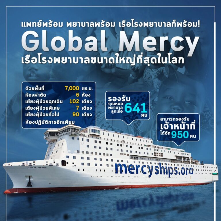 Global Mercy เรือโรงพยาบาลขนาดใหญ่ที่สุดในโลก เรือโรงพยาบาลลำใหม่เอี่ยมจ่อลงน้ำ พร้อมทำภารกิจดูแลและอัปเกรดด้านสาธารณสุขให้พี่น้องผู้ขาดแคลน