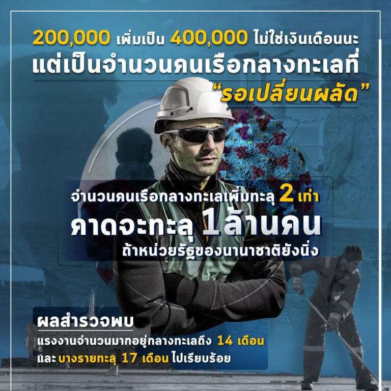 ยอดคนเรือรอเปลี่ยนผลัดพุ่งแตะ 4 แสนคน เมื่อช่วงสองสามเดือนที่ผ่านมา มีรายงานคนเรือราว 200,000 คนติดอยู่กลางทะเลเพราะผลัดเปลี่ยนคนไม่ได้ ตอนนี้ตัวเลขจากการประเมินได้พุ่งขึ้นเป็น 2 เท่าเรียบร้อย