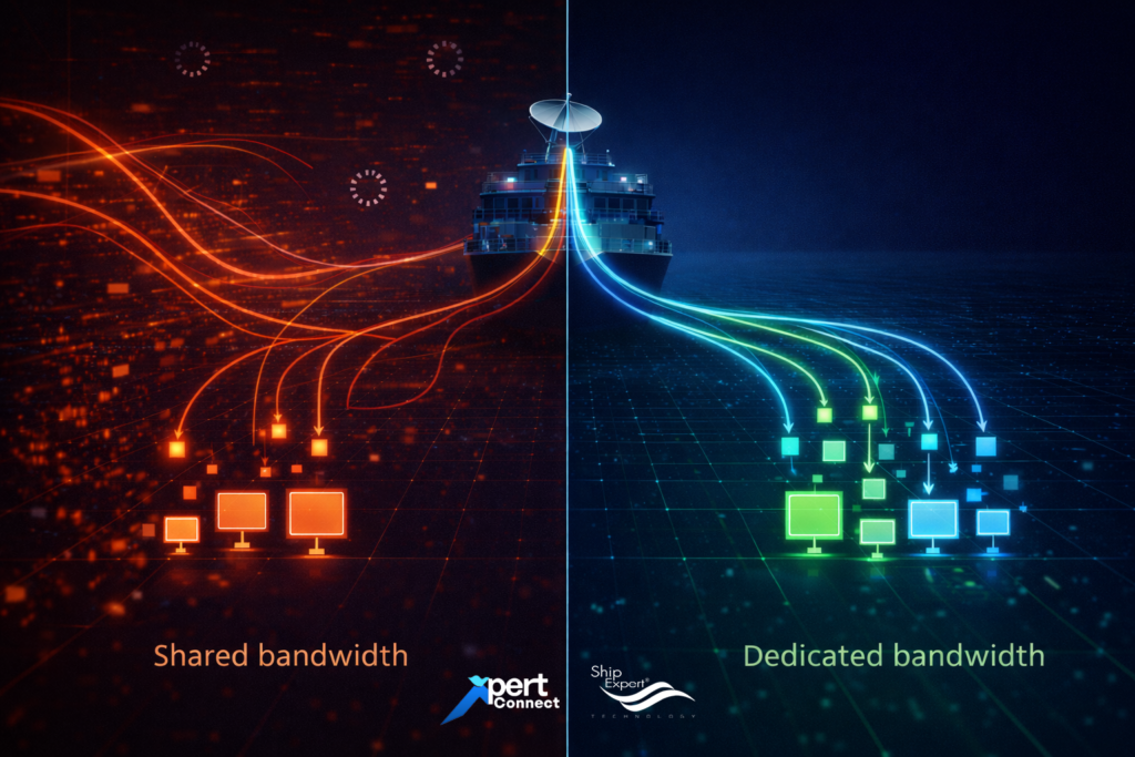 ทำไมการแยกความเร็วถึงสำคัญ ปัญหาหลักของระบบเดิมคือการใช้แบนด์วิดท์ร่วมกันทั้งหมด เมื่อมีการสตรีมวิดีโอ อินเทอร์เน็ตจะถูกดึงทรัพยากรไปจำนวนมาก ส่งผลให้ผู้ใช้งานคนอื่นช้าลงทันที Crew Internet Package ใช้แนวคิด “Dedicated Bandwidth Allocation” ทำให้ระบบมีความเสถียรมากขึ้น และใช้งานพร้อมกัน (เล่นเน็ตและดูทีวีไปพร้อมกัน)ได้โดยไม่กระทบ