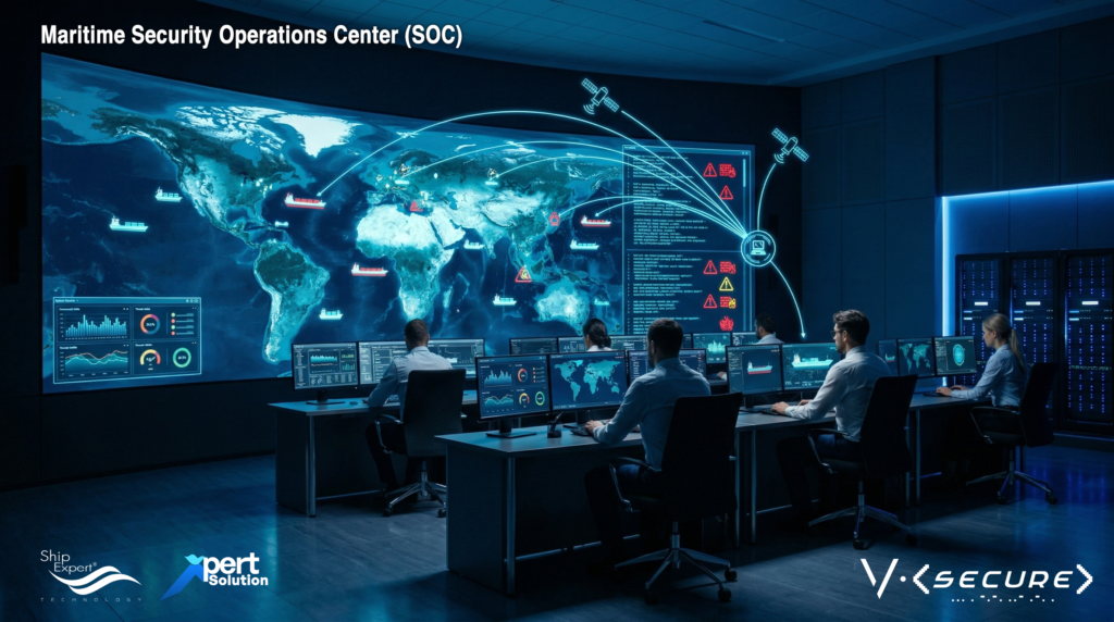 A maritime-focused Security Operations Center (SOC) enables: • Real-time anomaly detection • Centralized log monitoring • Shore-based cyber oversight • Coordinated incident response • Compliance-ready reporting for audit purposes Continuous monitoring transforms cyber management from reactive troubleshooting into structured governance.